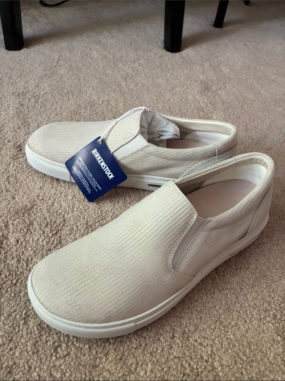 Birkenstock Cream Slip-On Leather Sneakers